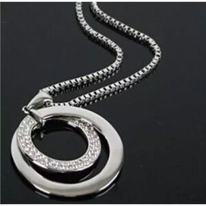 Long Chain Women Fashion Crystal Rhinestone Silver Plated Pendant Necklace Gift